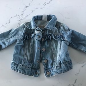 H&M baby girl denim jacket with ruffle detail